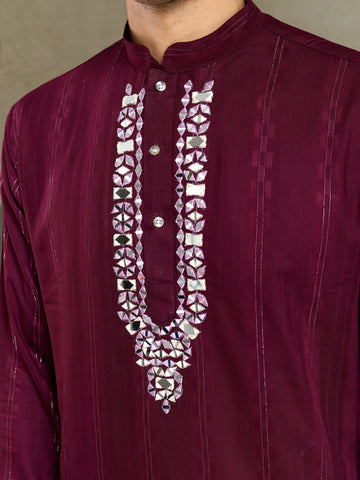 Designer Purple Men Kurta and Dupatta for Weddings