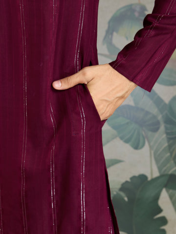 Designer Purple Men Kurta and Dupatta for Weddings