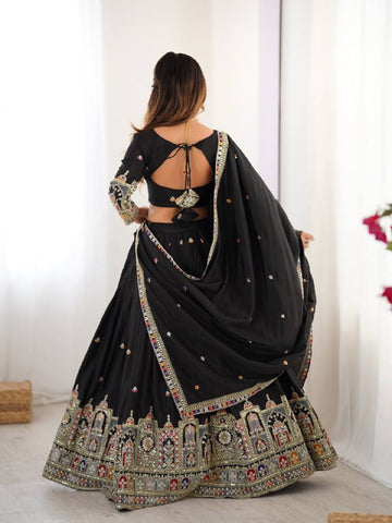 Premium Natural Crape Silk with Coding Dori with Thread & Sequence work Lehenga Choli Set