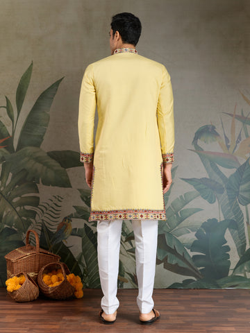 Yellow Embroidered Kurta for Haldi & Celebrations