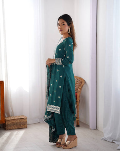Premium Chinon Silk with thread & Sequence Work Fancy Suit Set