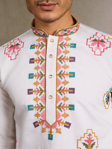 Classy Look Festive Occasion White Kurta for Mens