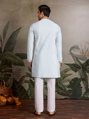 Elegant Look Indian Festive Sky Blue Kurta for Men