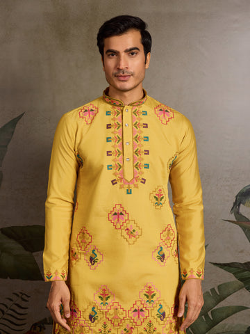 Men’s Traditional Yellow Kurta for Haldi Ceremony