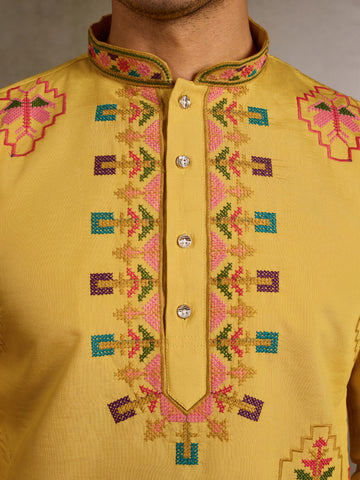 Men’s Traditional Yellow Kurta for Haldi Ceremony