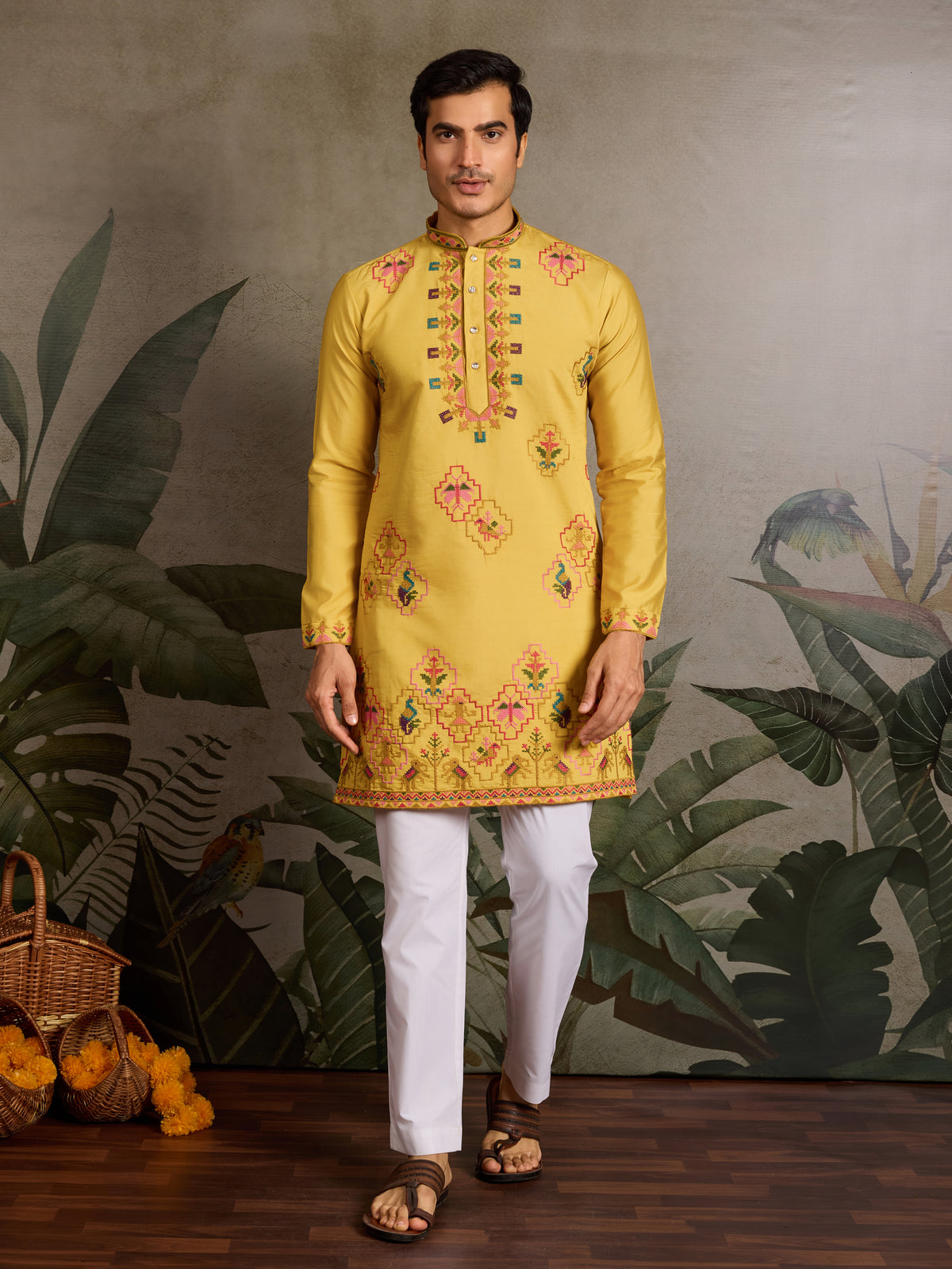 Men’s Traditional Yellow Kurta for Haldi Ceremony