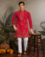 Wedding Ready Look Premium Red Kurta for Men