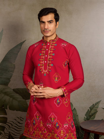 Wedding Ready Look Premium Red Kurta for Men