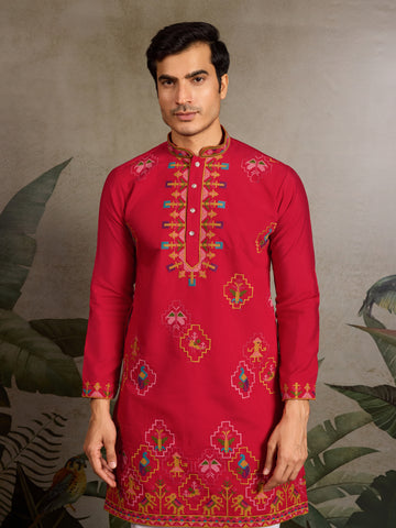 Wedding Ready Look Premium Red Kurta for Men