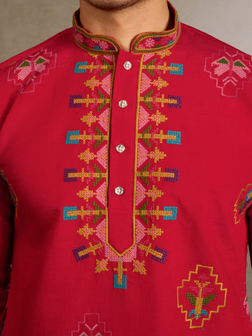 Wedding Ready Look Premium Red Kurta for Men