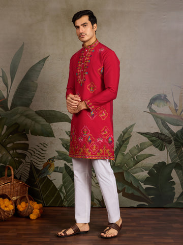 Wedding Ready Look Premium Red Kurta for Men