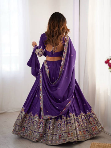 Premium Natural Crape Silk with Coding Dori with Thread & Sequence work Lehenga Choli Set