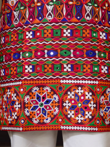 Navratri Wine Cotton Kurta for Mens with Pajama