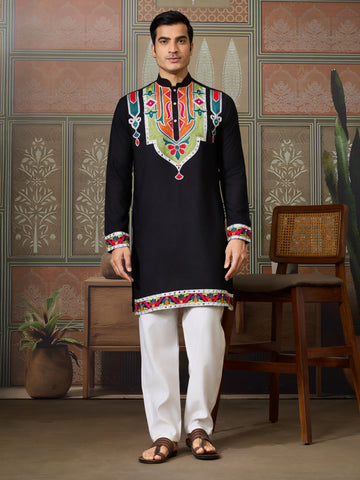 Black Trending Designer Festival Wear Men’s Kurta