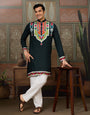 Green Embroidered Festival Wear Kurta for Men