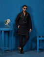 Classy Black Mirror Kurta Pant Wedding Outfit for Mens