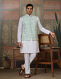 Wedding White Kurta Pajama with Green Koti Style