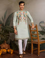Pista Color Wedding Special Kurta Design for Mens Wear
