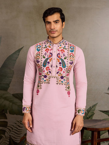 Pink Stylish Traditional Kurta for Mens Wear