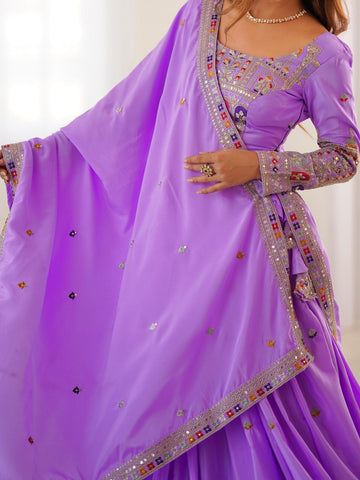 Premium Natural Crape Silk with Coding Dori with Thread & Sequence work Lehenga Choli Set