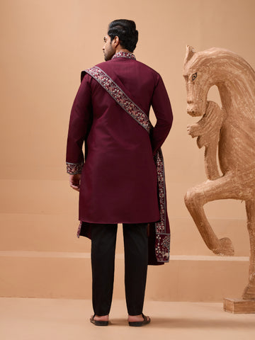 Latest nature Maroon Kurta and Dupatta for Mens Wear