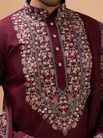 Latest nature Maroon Kurta and Dupatta for Mens Wear