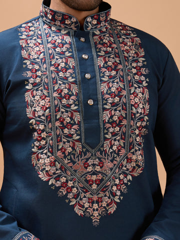 Elegant Teal Blue Kurta with Dupatta for Mens Wear