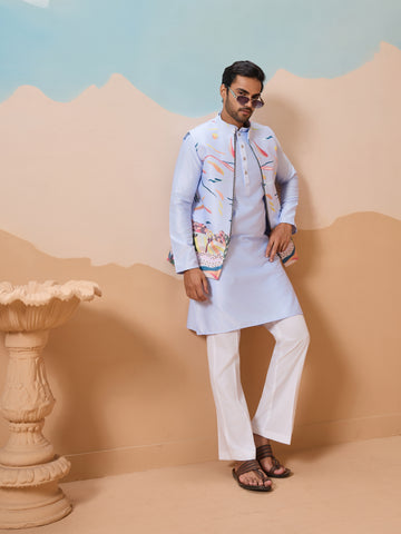 Sky Exclusive Wedding Wear Koti Kurta Pair with Mens Wear