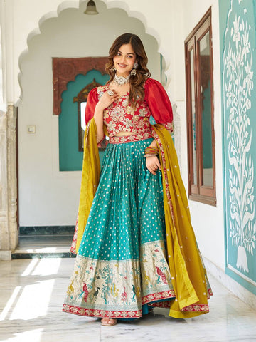 Heavy Mono Silk Embroidery Sequence Work Ready to Wear Lehenga Choli Set
