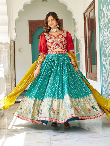 Heavy Mono Silk Embroidery Sequence Work Ready to Wear Lehenga Choli Set