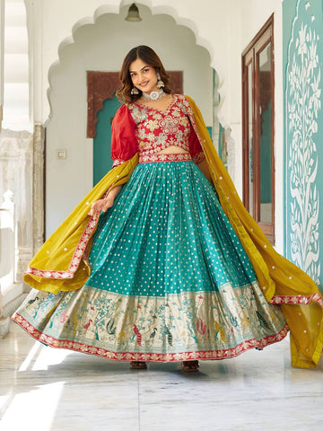 Heavy Mono Silk Embroidery Sequence Work Ready to Wear Lehenga Choli Set
