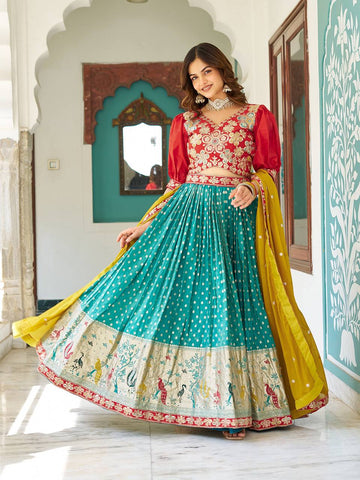 Heavy Mono Silk Embroidery Sequence Work Ready to Wear Lehenga Choli Set