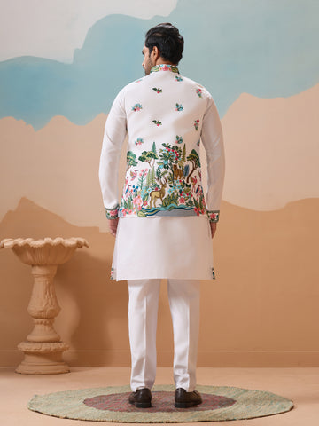 Vantara Style Premium White Mens Wear Koti Kurta Collection