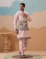 Classy Light Pink Mens Koti Kurta for Wedding Celebrations