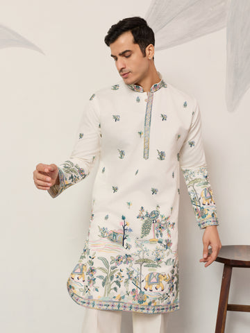 Luxury White Kurta for Indian Wedding Mens Wear