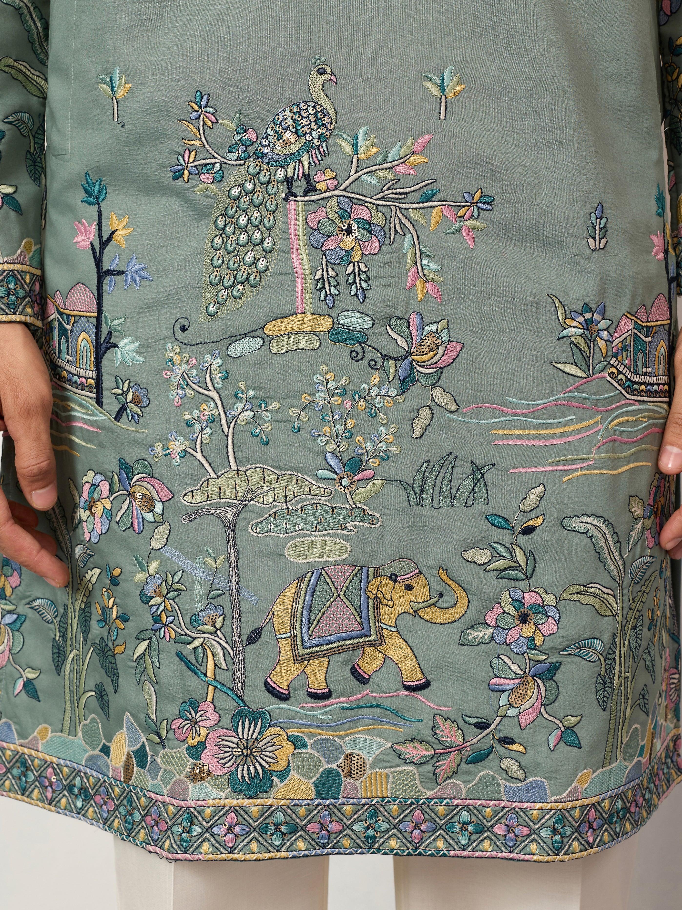 Stylish Pista Mens Wear Kurta for Wedding Occasions