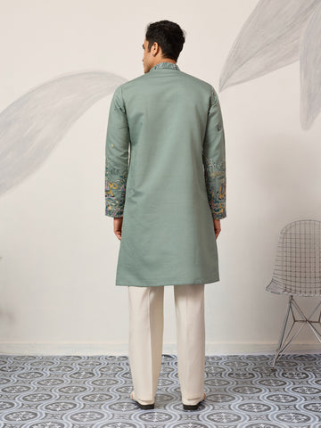 Stylish Pista Mens Wear Kurta for Wedding Occasions