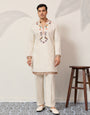 Luxury White V Neck Kurta Pant for Festive Wear