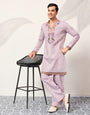 Royal Look Lavender V Neck Kurta Pant for Mens Wear