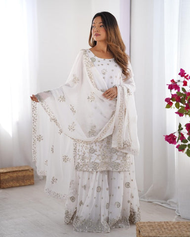 Fancy Star Georgette Silk with thread & Sequence Work Fancy Suit Set