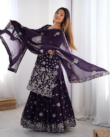 Fancy Star Georgette Silk with thread & Sequence Work Fancy Suit Set