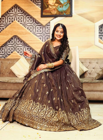 New Festival Premium Chinnon Silk Heavy Embroidery Thread & Sequence Work Lehenga Choli Set