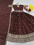 New Festival Premium Chinnon Silk Heavy Embroidery Thread & Sequence Work Lehenga Choli Set