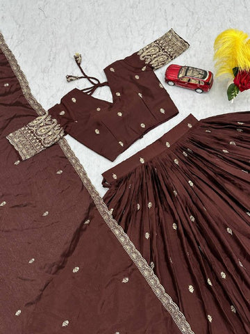 New Festival Premium Chinnon Silk Heavy Embroidery Thread & Sequence Work Lehenga Choli Set