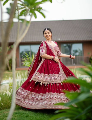 Heavy Faux Georgette Heavy Embroidery Thread & Sequence Work Ready to Wear Lehenga Choli Set