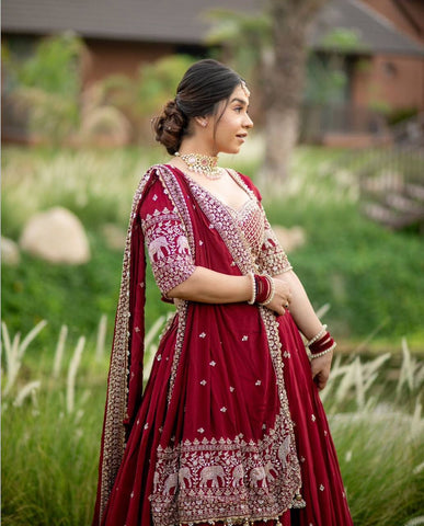 Heavy Faux Georgette Heavy Embroidery Thread & Sequence Work Ready to Wear Lehenga Choli Set
