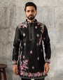 Luxury Black Silk Thread Sequence Kurta Bell Bottom Set
