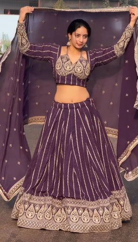 Premium Heavy Faux Georgette Heavy Embroidery sequence Work Ready to Wear Lehenga Choli Set