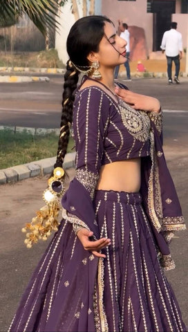 Premium Heavy Faux Georgette Heavy Embroidery sequence Work Ready to Wear Lehenga Choli Set