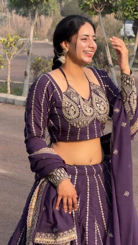 Premium Heavy Faux Georgette Heavy Embroidery sequence Work Ready to Wear Lehenga Choli Set